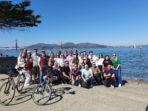 group of students in San Francisco with Golden Gate Bridge on background